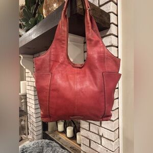 Lucky Brand Red Leather Tote Bag